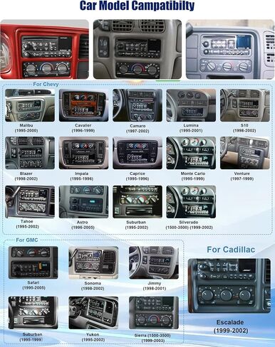 1.5 Din Car Stereo Radio Carplay Android Auto for 1995-2005 Chevy GMC Buick Pontiac Tahoe Yukon Suburban Silverado C/K Sierra S10 Blazer Jimmy Sonoma Astro Lumina Camaro Corvette in Kuwait