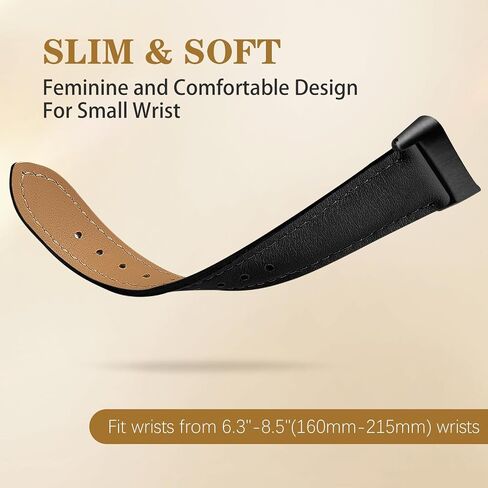 Slim Leather Band Compatible with Fitbit Charge 5/Fitbit Charge 6 Watch Band,Soft Genuine Leather Adjustable Sport Straps for Women Men in Saudi Arabia