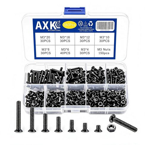 AXK 250Pcs M2 M2.5 M3 Phillips Flat Head Countersunk KM Screws Assortment Set, Laptop Notebook Replacement Screws Kit for Computer, SSD, HDD Electronic Repair in Saudi Arabia