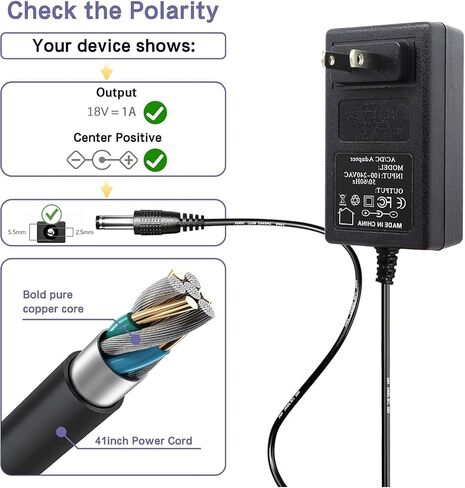 18V 1A Power Supply Adapter for 18volt 0.5A 0.8A 1A, 500mA 800mA 1000mA Equipment with 8 Tips ac dc Adapter DC Plug 5.5x2.1mm & 2.5mm in Saudi Arabia