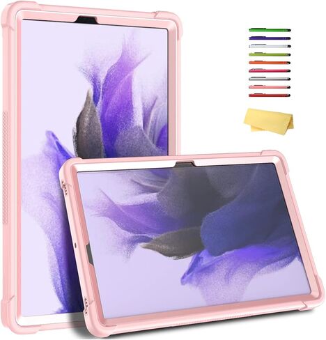 for Samsung Galaxy Tab S8 Plus 2022/S7 FE 5G 2021/S7 Plus 2020 Tablet 12.4 inch Case with S Pen Holder/Kickstand/Hard Shockproof Silicone Rugged Stand Cover for Tab S8+/S7+/S7 FE, Red in Saudi Arabia