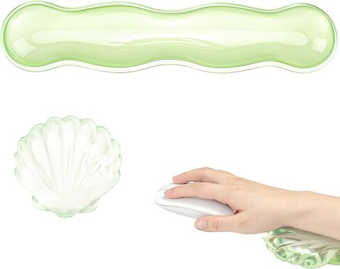Gel Wrist Rest for Keyboard and Mouse - Green Soft Ergonomic Silicone Wrist Rest, Clear Cute Desk Accessories for Gaming, Computer, Laptop in Kuwait