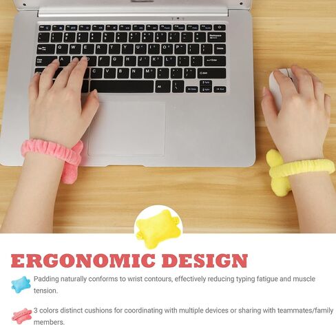3-Pack Wearable Mouse Wrist Rests, Pink Blue Yellow in Saudi Arabia