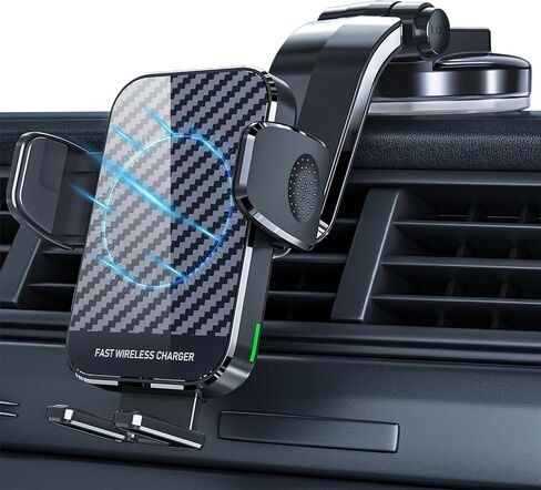 Wireless Car Charger, 15W Fast Charging Phone Holder Mount Windshield Dashboard Car Accessories Phone Mount for iPhone 14 13 12 Mini Pro Max 11 XR XS X, Samsung Galaxy S23 Ultra S22 S21+ S10+ Note 20 in Saudi Arabia