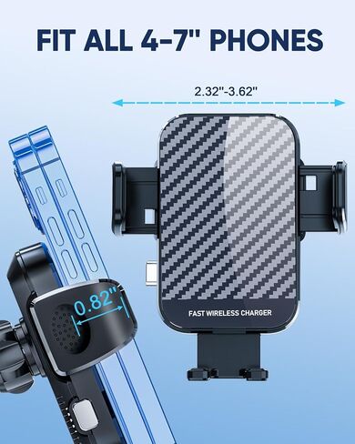 Wireless Car Charger, 15W Fast Charging Phone Holder Mount Windshield Dashboard Car Accessories Phone Mount for iPhone 14 13 12 Mini Pro Max 11 XR XS X, Samsung Galaxy S23 Ultra S22 S21+ S10+ Note 20 in Saudi Arabia