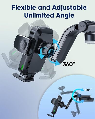 Wireless Car Charger, 15W Fast Charging Phone Holder Mount Windshield Dashboard Car Accessories Phone Mount for iPhone 14 13 12 Mini Pro Max 11 XR XS X, Samsung Galaxy S23 Ultra S22 S21+ S10+ Note 20 in Saudi Arabia