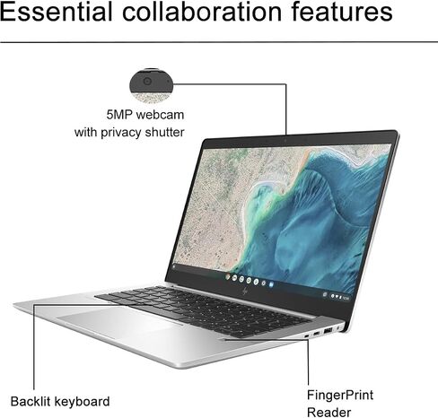 HP Elite C640 G3 Chromebook Plus (14" FHD, Intel i5-1245U vPro, 8GB RAM, 256GB SSD) Enterprise Laptop for Business, College, Backlit, Fingerprint, 2x Thunderbolt 4, Chrome OS (Renewed) in Saudi Arabia