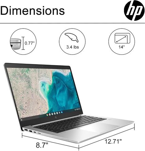 HP Elite C640 G3 Chromebook Plus (14" FHD, Intel i5-1245U vPro, 8GB RAM, 256GB SSD) Enterprise Laptop for Business, College, Backlit, Fingerprint, 2x Thunderbolt 4, Chrome OS (Renewed) in Saudi Arabia
