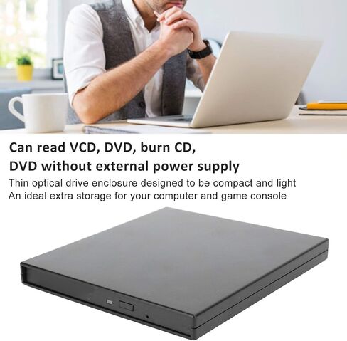 حافظة محرك الأقراص الضوئية لمحرك أقراص SATA DVD مقاس 9.5 مم، حاوية محرك الأقراص الصلبة الخارجية، صندوق محرك الأقراص الضوئية للكمبيوتر المحمول باللون الأسود النحيف مع Micro USB، التوصيل والتشغيل للكمبيوتر والألعاب in Kuwait