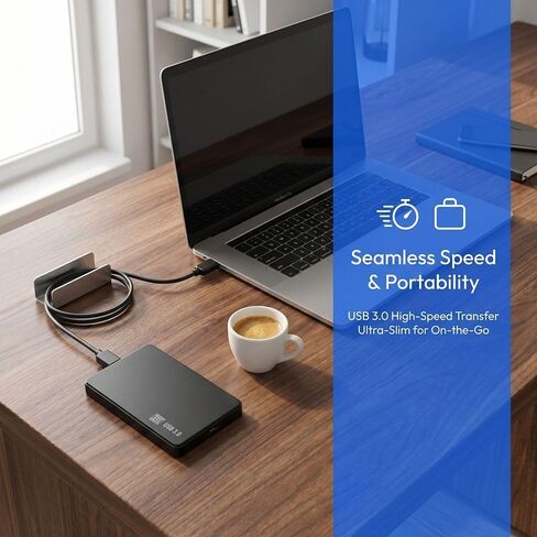 Limen 2.5 Inch SATAs Hard Drive Enclosure - USB 3.0 to SATAs Adapter for 2.5" SSD/HDD,Plug and Play External Case with USB Cable,Supports up to 2TB in Kuwait