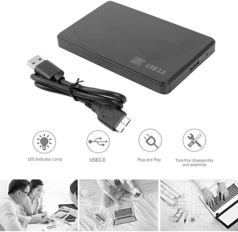 Limen 2.5 Inch SATAs Hard Drive Enclosure - USB 3.0 to SATAs Adapter for 2.5" SSD/HDD,Plug and Play External Case with USB Cable,Supports up to 2TB in Kuwait