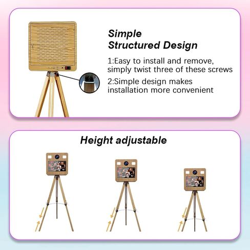 Mirror Photo Booth with Flight Case,15.6" Touch Screen DSLR Photo Mirror Booth Built-in Mini PC Tripod Wooden Retractable Stand,RBG Light,Music Sync,Instant Print for Event Rental Wedding Party in Saudi Arabia