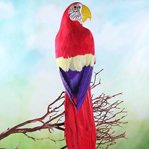 Tropical Red Feathered Macaw – Artificial Parrot Bird for Beach‑Theme in Saudi Arabia