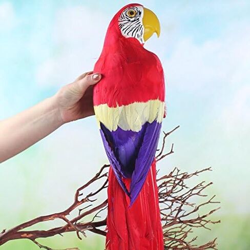Tropical Red Feathered Macaw – Artificial Parrot Bird for Beach‑Theme in Saudi Arabia