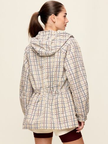 Old Navy Oversized Rounded-Sleeve Anorak - Cream Plaid in Kuwait