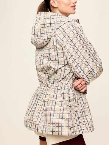 Old Navy Oversized Rounded-Sleeve Anorak - Cream Plaid in Kuwait