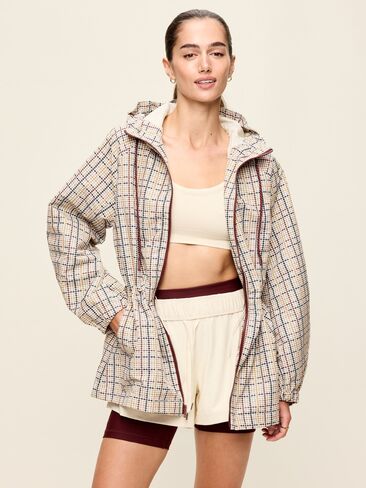 Old Navy Oversized Rounded-Sleeve Anorak - Cream Plaid in Kuwait