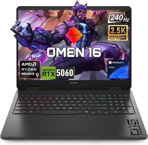 HP Omen Ryzen 9 8940HX & 5060 16" 240Hz Gaming Laptop, 32GB DDR5 + 2TB SSD in Kuwait