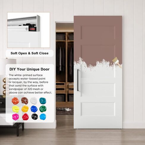 36"x84" 5-Panel Concealed Sliding Barn Door with Soft Close in Kuwait