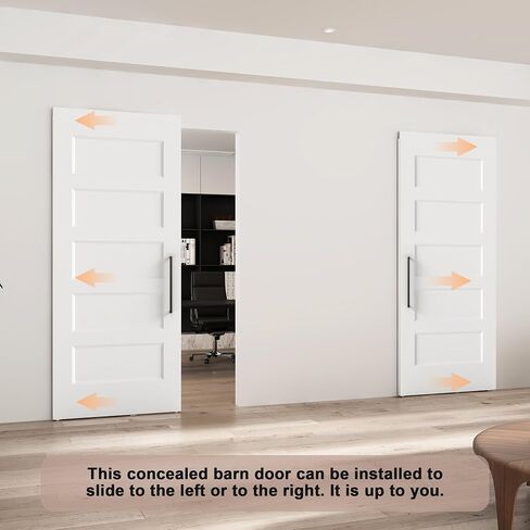 36"x84" 5-Panel Concealed Sliding Barn Door with Soft Close in Kuwait