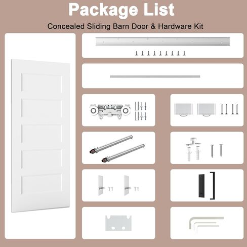 36"x84" 5-Panel Concealed Sliding Barn Door with Soft Close in Kuwait