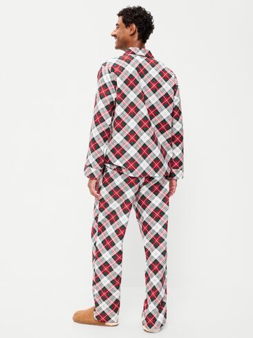Old Navy Flannel Pajama Set for Men - White Plaid (Match the Fam!) in Kuwait