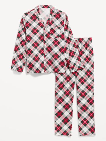 Old Navy Flannel Pajama Set for Men - White Plaid (Match the Fam!) in Kuwait