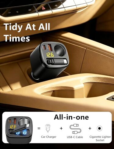 Retractable USB C Car Charger, 215W 4 in 1 Cigarette Lighter Adapter in Kuwait