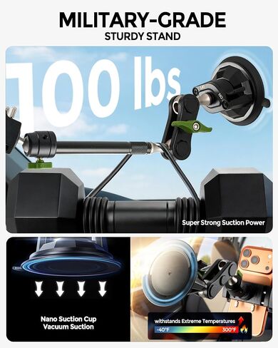 Car Phone Holder，Video Recording Universal Car Phone Mount, 360° Rotation Car Phone Mount Windshield Window Glass Vlog Shooting Car Phone Holder for iPhone Samsung All Smartphones & Cars in Saudi Arabia