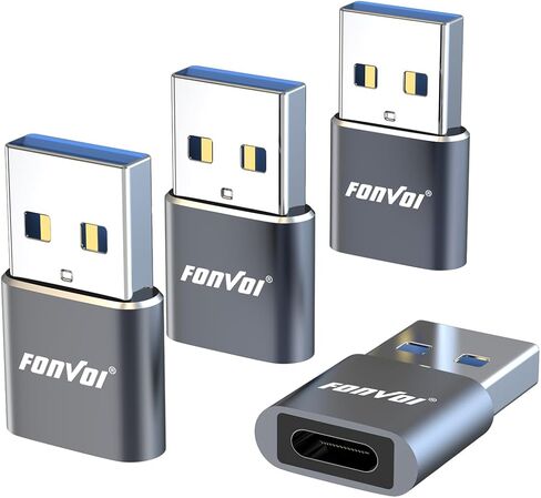 USB to USB C Adapter 4 Pack,USB C Female to A Male Charger Type C Compatible with Apple MagSafe, iPhone 11 12 13 14 Pro Max,Samsung Galaxy S23 S22 (Black) in Saudi Arabia
