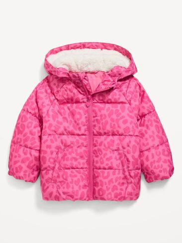 Old Navy Water-Resistant Puffer Jacket for Toddler Girls - Leopard Pink in Kuwait