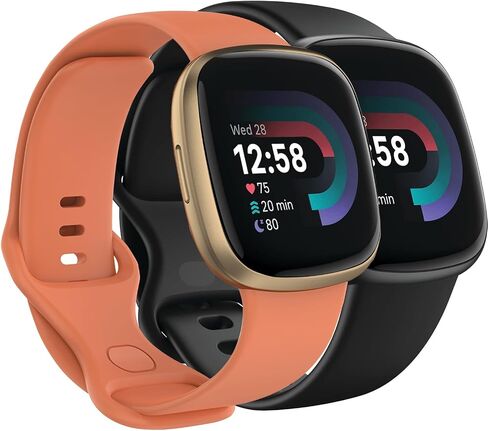 Nacorulu Compatible with Fitbit Versa 4 / Fitbit Versa 3 / Fitbit Sense/Sense 2 Bands, Soft Silicone Replacement band for Women Men 2 Pack in Saudi Arabia