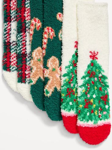 Old Navy Cozy Crew Socks 3-Pack for Women - White Plaid (Match the Fam!) in Kuwait