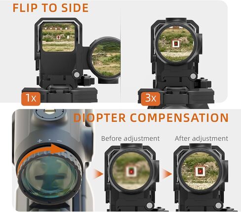 Vector Optics 1x31x26 Enclosed Multi-Reticle Red Dot Sight with Paragon 3X Flip to Side Mini Magnifier Combo, 1.6 inch Co-Witness Heights with a Riser Section, Motion Awake, SCMF-33+SCRD-M67 in Saudi Arabia