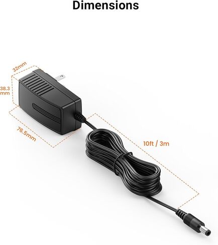 Anlapus DC 12V 1A US Power Supply Adapter, 10ft Long Power Cords, 100V-240V CCTV Power Supply for Security Camera Home Surveillance System in Saudi Arabia