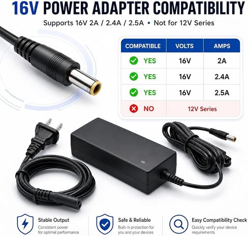 16V 2.5A Adapter Compatible with Yamaha PA-300/PA-301 Keyboard in Kuwait