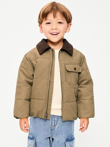Old Navy Workwear Puffer Jacket for Toddler Boys - Caramel Sugar in Kuwait