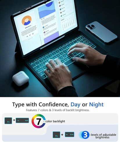 Upgrade Keyboard Case for Samsung Galaxy Tab S11 Ultra/S10 Ultra/S9 Ultra/S8 Ultra 14.6",Detachable Keyboard,Multi-Touch Trackpad,7-Color Backlit,AI & DeX Keys,Auto Wake/Sleep,S Pen Holder,Dark in Saudi Arabia