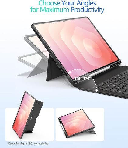 Upgrade Keyboard Case for Samsung Galaxy Tab S11 Ultra/S10 Ultra/S9 Ultra/S8 Ultra 14.6",Detachable Keyboard,Multi-Touch Trackpad,7-Color Backlit,AI & DeX Keys,Auto Wake/Sleep,S Pen Holder,Dark in Saudi Arabia