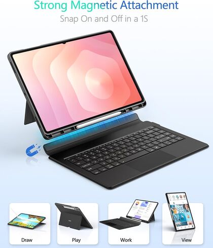 Upgrade Keyboard Case for Samsung Galaxy Tab S11 Ultra/S10 Ultra/S9 Ultra/S8 Ultra 14.6",Detachable Keyboard,Multi-Touch Trackpad,7-Color Backlit,AI & DeX Keys,Auto Wake/Sleep,S Pen Holder,Dark in Saudi Arabia