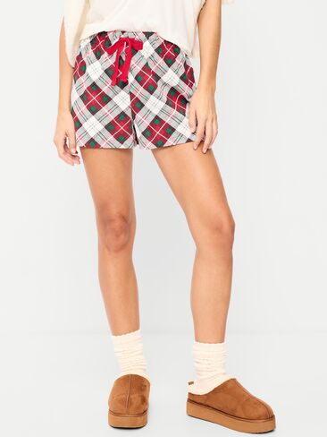 شورت بيجامة من الفانيلا من Old Navy للنساء - أبيض منقوش (يتوافق مع الشهرة!) in Kuwait