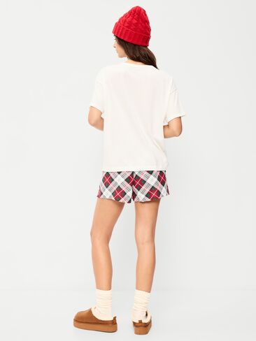 شورت بيجامة من الفانيلا من Old Navy للنساء - أبيض منقوش (يتوافق مع الشهرة!) in Kuwait
