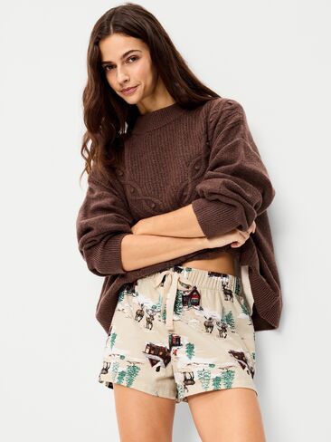 شورت بيجامة من الفانيلا من Old Navy للنساء - مقصورة شتوية (تطابق الشهرة!) in Kuwait