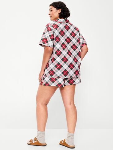 طقم بيجامة قصير من الفلانيل من Old Navy للنساء - أبيض منقوش (يتوافق مع الشهرة!) in Kuwait