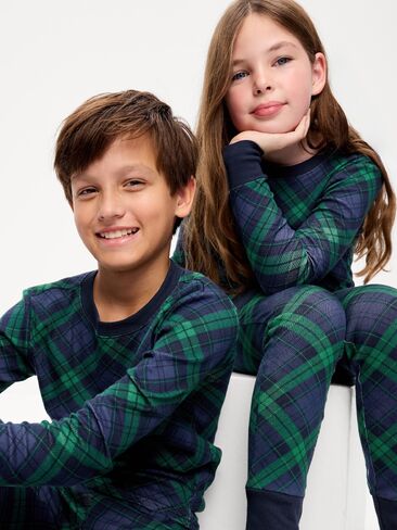 طقم بيجامة مطبوعة محايدة للجنسين من Old Navy للأطفال - كحلي منقوش (تطابق المشاهير!) in Kuwait