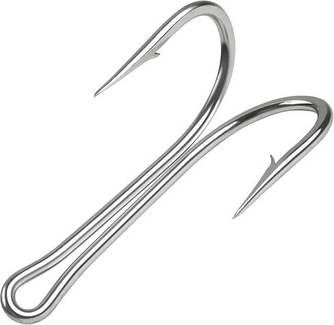 Classic Double Fishing Hooks Stainless Steel Frog Hooks Fishing Double Hooks Sharp Open Shank Barbed for Saltwater Freshwater Fishing 10pcs in Kuwait