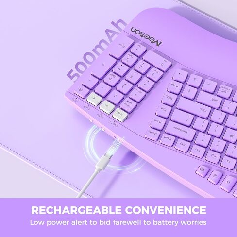 MEETION Ergonomic Keyboard Wireless, Multi-Device Bluetooth Keyboard, Full-Sized Split Computer Keyboards, Wrist Rest for Natural Typing, for Windows/Mac/Laptop/Table/PC, Purple in Kuwait
