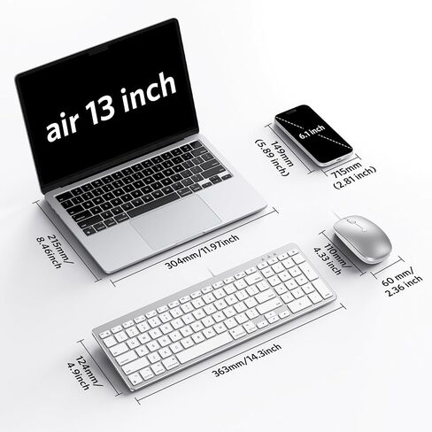 Wired Keyboard and Mouse for Mac, USB-C & USB-A, Number Pad, Silver White in Saudi Arabia