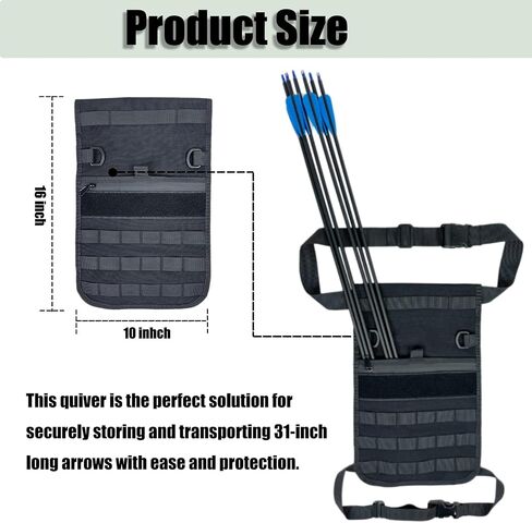 Archery Hip Quiver Arrow Quiver 1000D Fabric Field Quiver Arrow Holder Bow Crossbow Quivers Waterproof Zipper Pocket and Waist Belt for Compound and Recurve Bow Hunting and Target Practice in Saudi Arabia
