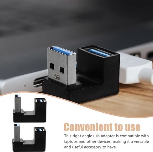 Hemoton 2pcs USB 3.0 Male to Female Right Angle Adapter 10gbps Black in Saudi Arabia